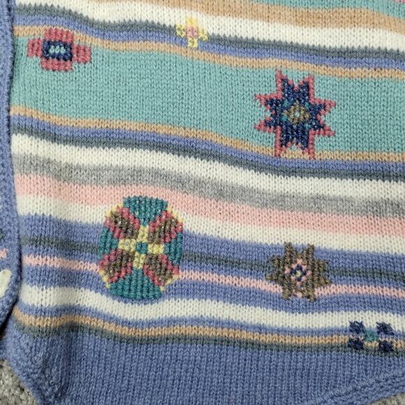 Orvis Vintage Wool Striped Aztec Easter V Neck Vest Womens Size Large - Picture 3 of 7